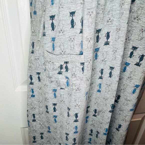 Carina Gray Blue Cat Casual Cat Print Dress Daytime Comfy S - Picture 9 of 13